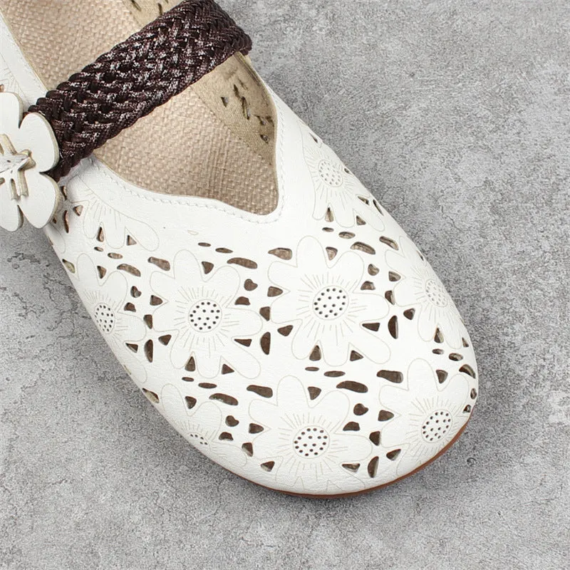 Women's Summers Flower Decoration Hollow Hole Flat Sandals