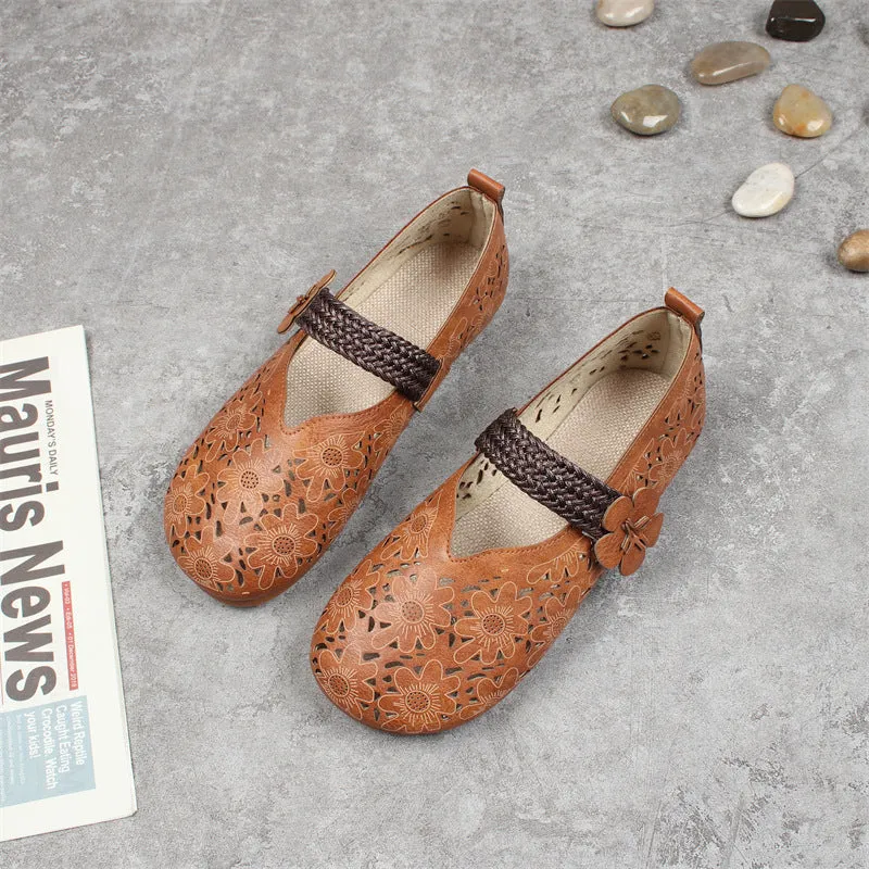 Women's Summers Flower Decoration Hollow Hole Flat Sandals