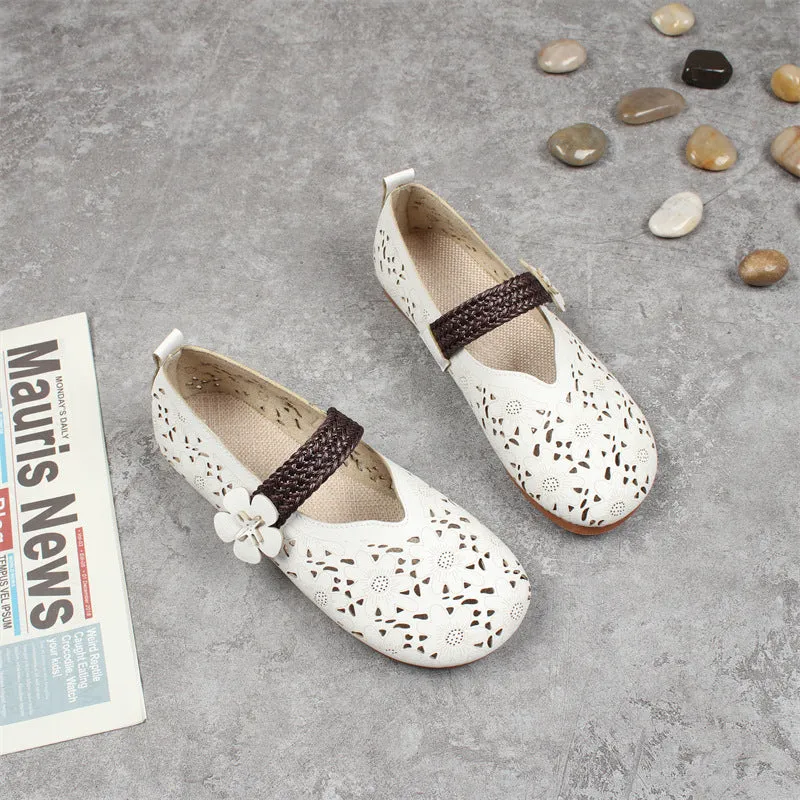 Women's Summers Flower Decoration Hollow Hole Flat Sandals
