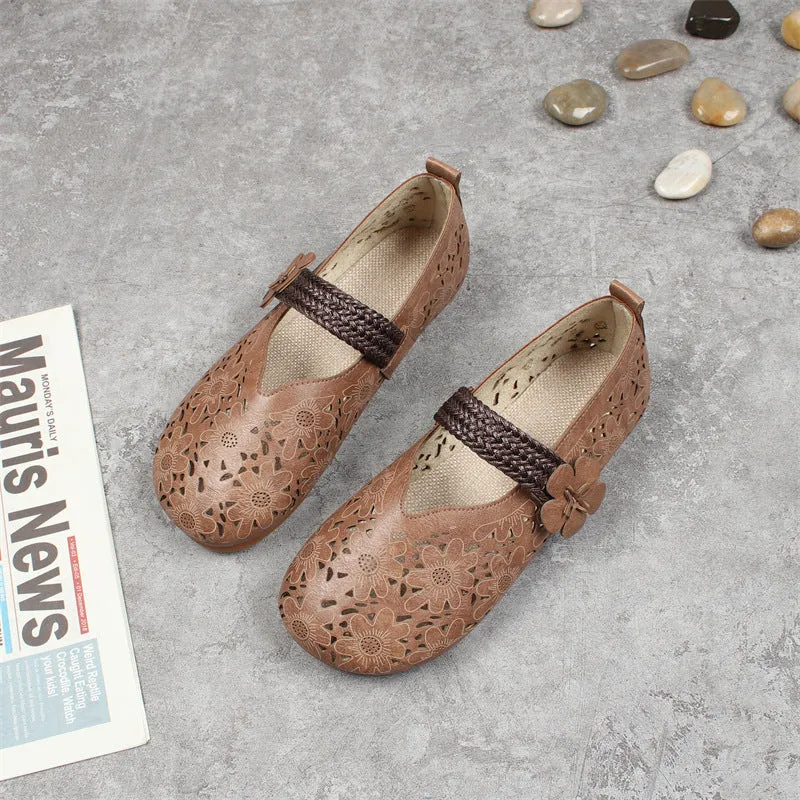 Women's Summers Flower Decoration Hollow Hole Flat Sandals
