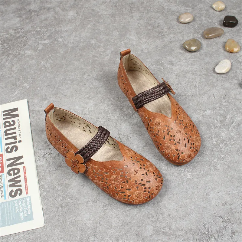 Women's Summers Flower Decoration Hollow Hole Flat Sandals