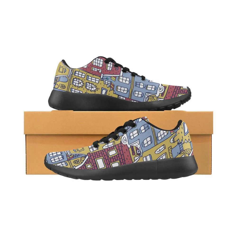 Zenzzle Old Holland houses pattern print on Women's Running shoes Casual Lightweight Athletic Sneakers US size 6-15